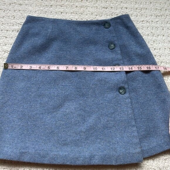 Jacob Vintage Blue Wool Wrap Skirt Size 3 - Picture 10 of 12